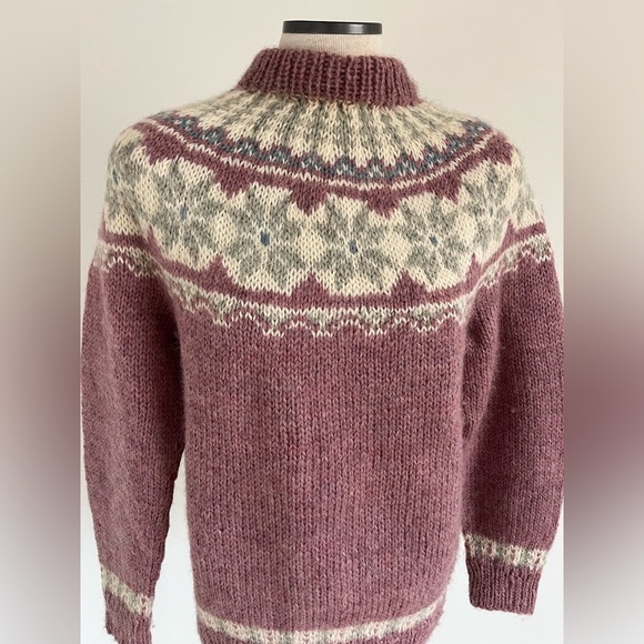 Hand-Knit Nordic Wool Sweater Danish Fair Isle Icelandic Scandinavian Pullover - Picture 4 of 10